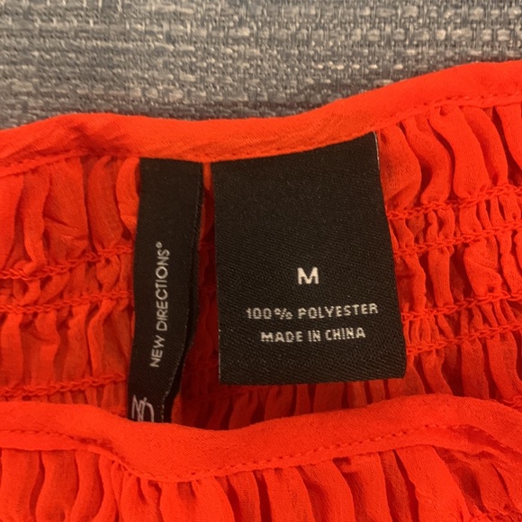 New Directions Orange Smocked Blouse Sz M - Picture 6 of 10